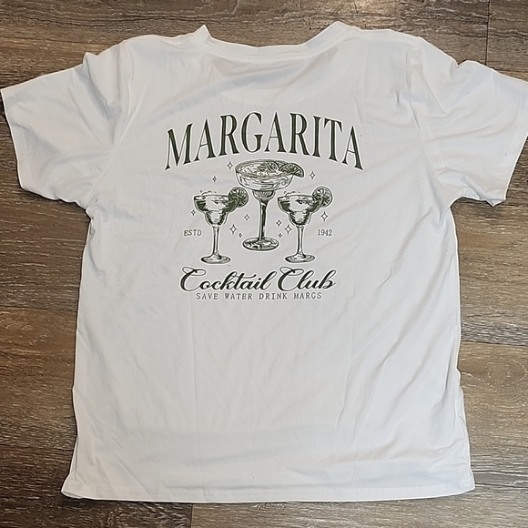 White T-Shirt with Cocktail Graphic - Picture 1 of 5